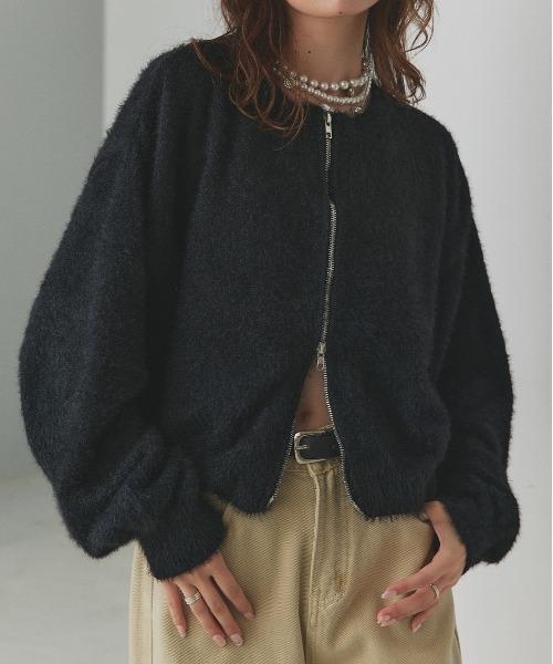 ルネ ダブルジップ カーディガン 34 ブラック ルネ ダブルジップ カーディガン 34 ブラック ルネ❇️Rene❇️ジップ