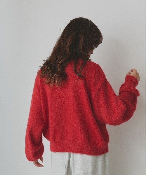 セール】ダブルジップ シャギーニット カーディガン（カーディガン