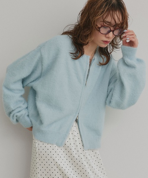 ad thie(アドティエ)の「ダブルジップ シャギーニット カーディガン(カーディガン/ボレロ・レディース・ブラック/グレー/レッド/オフホワイト・FREE)」の20枚目の写真