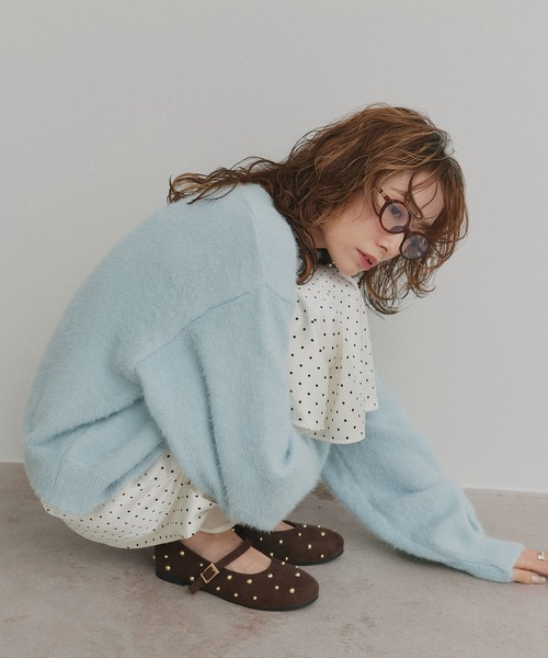 ad thie(アドティエ)の「ダブルジップ シャギーニット カーディガン(カーディガン/ボレロ・レディース・ブラック/グレー/レッド/オフホワイト・FREE)」の22枚目の写真