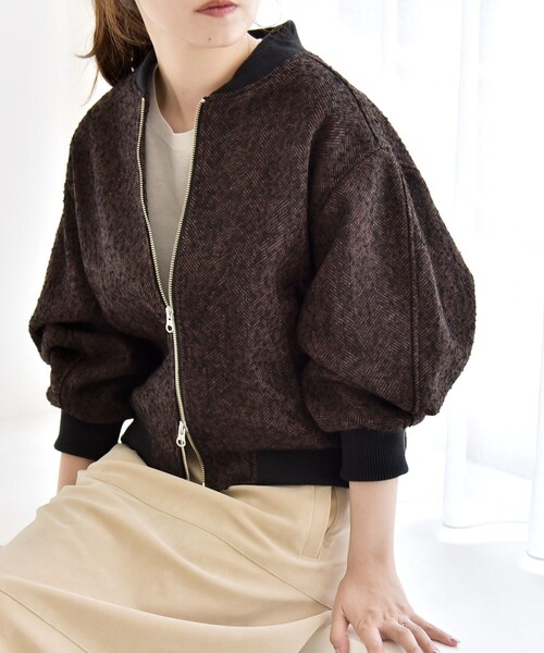 quaranciel: ツイード ダブル ジップ ブルゾン（ブルゾン