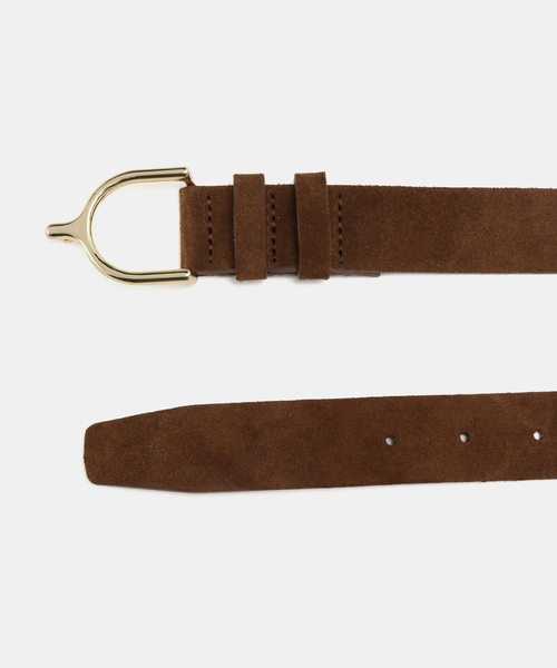 La TOTALITE(ラトータリテ)の「LEFIJE/レフィエ モチーフバックル スエードベルト(ベルト・レディース・ブラウン・FREE)」の2枚目の写真