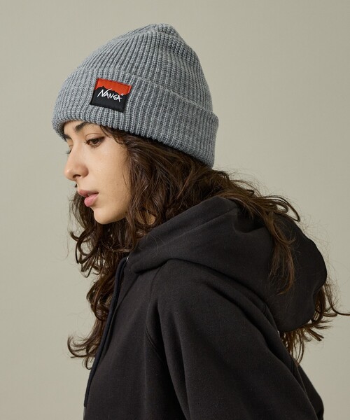 NANGA(ナンガ)の「【NANGA/ナンガ】BOX LOGO BULKY BEANIE/ビーニー/ニット帽/ユニセックス/N2532-3C059A(ニットキャップ/ビーニー・メンズ・グレー/ブラック/ベージュ/オレンジ/マスタード・フリー)」の3枚目の写真