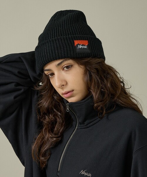 NANGA(ナンガ)の「【NANGA/ナンガ】BOX LOGO BULKY BEANIE/ビーニー/ニット帽/ユニセックス/N2532-3C059A(ニットキャップ/ビーニー・メンズ・グレー/ブラック/ベージュ/オレンジ/マスタード・フリー)」の2枚目の写真
