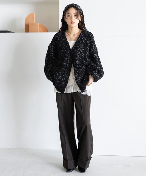 RAGEBLUE(レイジブルー)の「モールジャガードBIGカーディガン(カーディガン/ボレロ・レディース・ブラック/ホワイト/ピンク・FREE)」の11枚目の写真