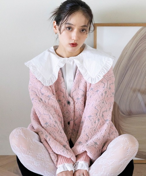 RAGEBLUE(レイジブルー)の「モールジャガードBIGカーディガン(カーディガン/ボレロ・レディース・ブラック/ホワイト/ピンク・FREE)」の16枚目の写真