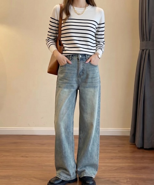 cammie(キャミー)の「ボーダートップス(Tシャツ/カットソー・レディース・ブラック/ホワイト・L/M)」の3枚目の写真