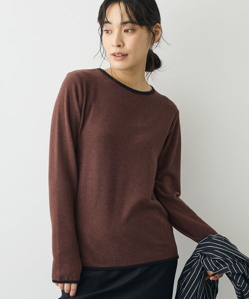 CRAFT STANDARD BOUTIQUE（クラフトスタンダードブティック）の「バイカラーパイピングプルオーバー（Tシャツ/カットソー・レディース・アイボリー/グレー/ブラウン・FREE）」の6枚目の写真
