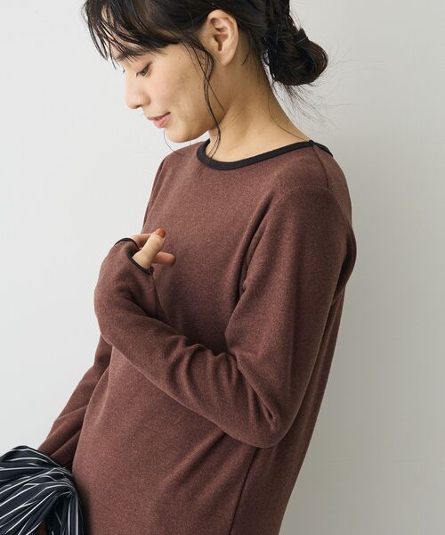 CRAFT STANDARD BOUTIQUE（クラフトスタンダードブティック）の「バイカラーパイピングプルオーバー（Tシャツ/カットソー・レディース・アイボリー/グレー/ブラウン・FREE）」の8枚目の写真