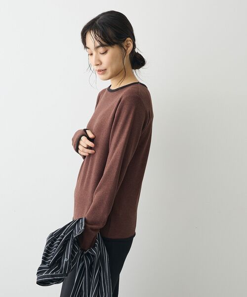 CRAFT STANDARD BOUTIQUE（クラフトスタンダードブティック）の「バイカラーパイピングプルオーバー（Tシャツ/カットソー・レディース・アイボリー/グレー/ブラウン・FREE）」の9枚目の写真