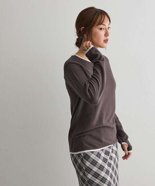 CRAFT STANDARD BOUTIQUE（クラフトスタンダードブティック）の「バイカラーパイピングプルオーバー（Tシャツ/カットソー・レディース・アイボリー/グレー/ブラウン・FREE）」の14枚目の写真