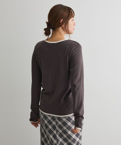 CRAFT STANDARD BOUTIQUE（クラフトスタンダードブティック）の「バイカラーパイピングプルオーバー（Tシャツ/カットソー・レディース・アイボリー/グレー/ブラウン・FREE）」の15枚目の写真