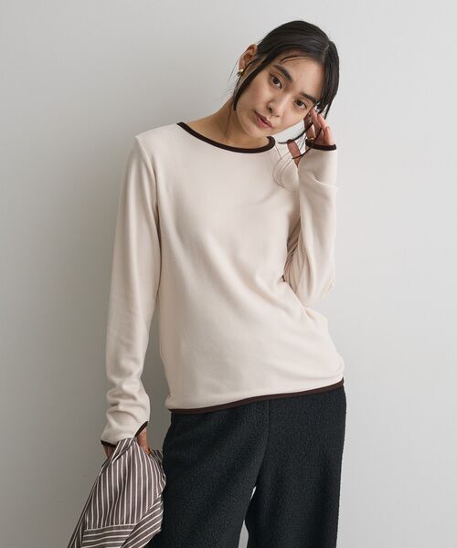 CRAFT STANDARD BOUTIQUE（クラフトスタンダードブティック）の「バイカラーパイピングプルオーバー（Tシャツ/カットソー・レディース・アイボリー/グレー/ブラウン・FREE）」の19枚目の写真