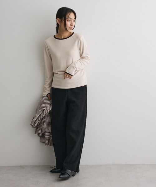 CRAFT STANDARD BOUTIQUE（クラフトスタンダードブティック）の「バイカラーパイピングプルオーバー（Tシャツ/カットソー・レディース・アイボリー/グレー/ブラウン・FREE）」の20枚目の写真