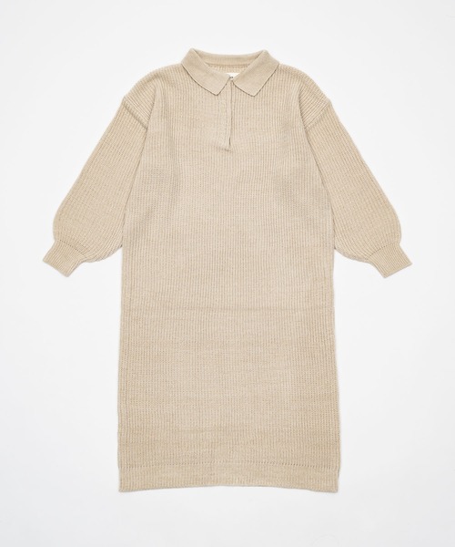 knit polo onepiece/ニットポロワンピース（ワンピース）｜OLUN