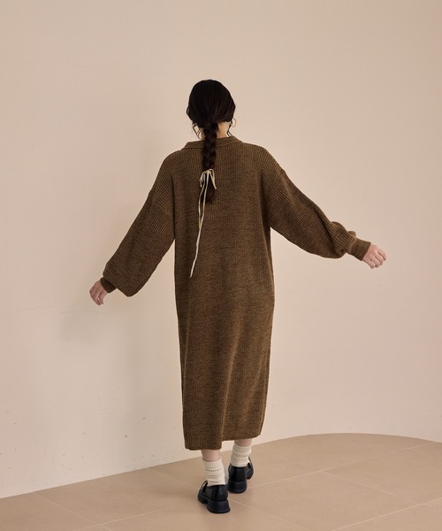 OLUN/ニットポロワンピース knit polo onepiece/ニットポロワンピース（ワンピース）｜OLUN