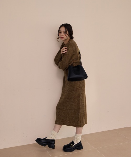 knit polo onepiece/ニットポロワンピース（ワンピース）｜OLUN