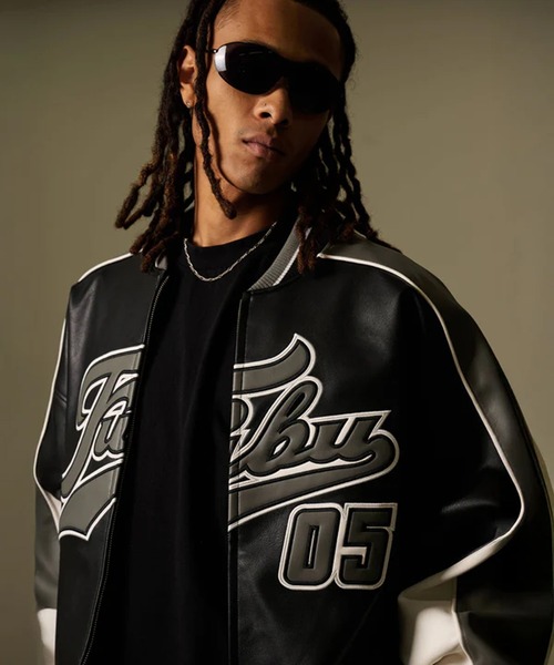 FUBU( フブ)の「FUBU-Faux Leather Game Jacket(ライダースジャケット・メンズ・グレー・M/L)」の4枚目の写真