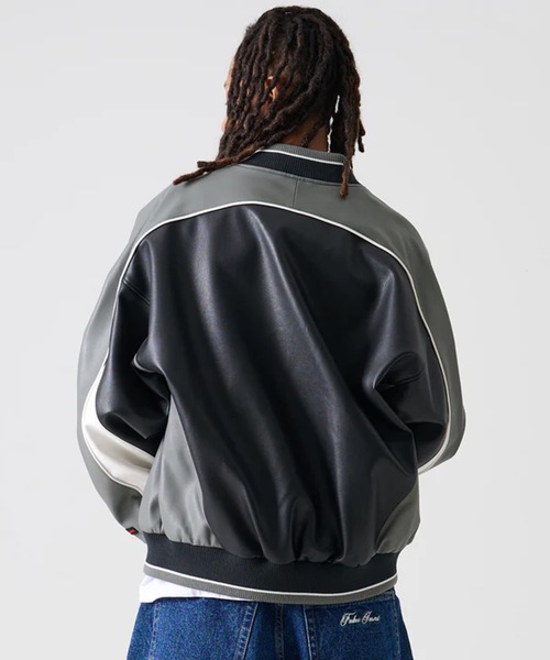 FUBU( フブ)の「FUBU-Faux Leather Game Jacket(ライダースジャケット・メンズ・グレー・M/L)」の6枚目の写真