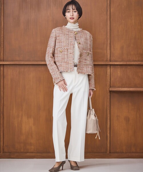 23区（ニジュウサンク）の「GIOLICAツイード ノーカラー ボタン ジャケット（その他アウター・レディース・ブラック系3/黄土色系3/ブルー系3・40/38）」の7枚目の写真