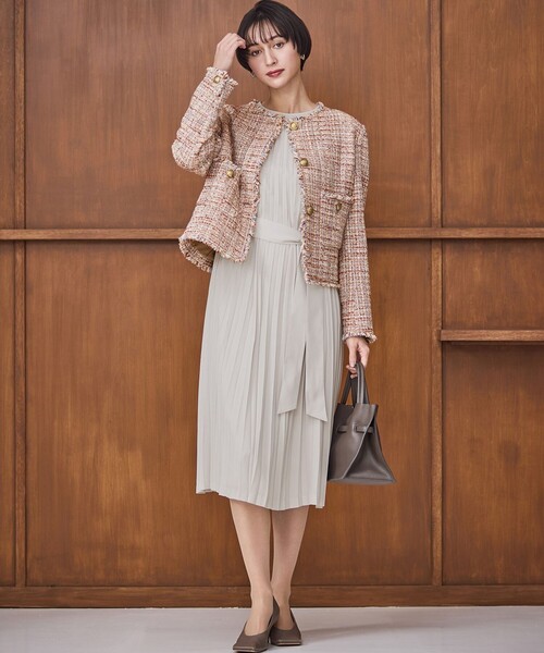 23区（ニジュウサンク）の「GIOLICAツイード ノーカラー ボタン ジャケット（その他アウター・レディース・ブラック系3/黄土色系3/ブルー系3・40/38）」の10枚目の写真