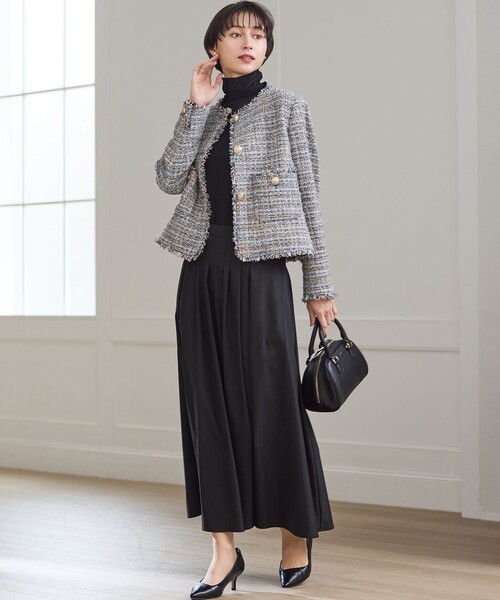 23区（ニジュウサンク）の「GIOLICAツイード ノーカラー ボタン ジャケット（その他アウター・レディース・ブラック系3/黄土色系3/ブルー系3・40/38）」の12枚目の写真