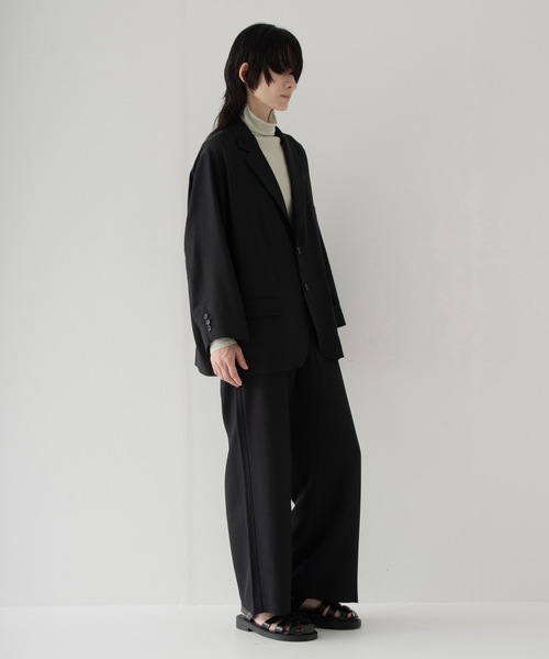 RYU（リュー）の「summer wool wide full-length slacks（スラックス・メンズ・ブラック/ネイビー×ホワイト・1/2/3/4）」の4枚目の写真