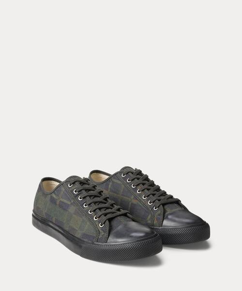 RRL（ダブル アール エル）の「チェックプリント オイルクロス スニーカー（スニーカー・メンズ・ネイビー系1・10D/11D/8D/9D/6D/7D）」の6枚目の写真