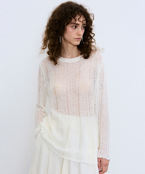 NICK&NICOLE(ニックアンドニコール)の「EMBROIDERY NET PULLOVER KNIT TOP_IVORY(ニット/セーター・レディース・その他・FREE)」の3枚目の写真
