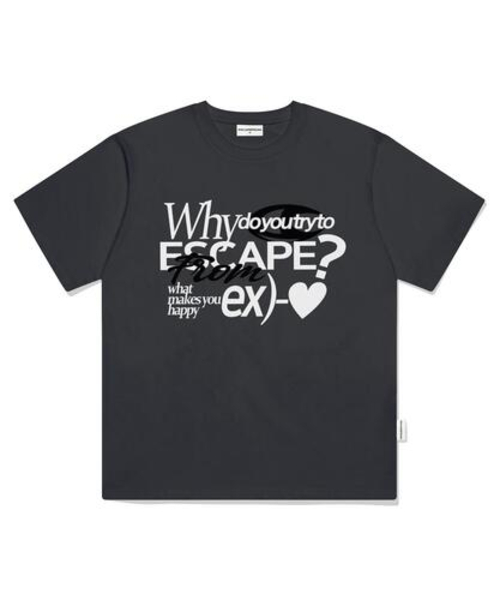 ESCAPEFROM（エスケープフロム）の「ホワイトハートプリントオーバーサイズ半袖Tシャツチャコール（Tシャツ/カットソー・レディース・その他・SMALL/MEDIUM/LARGE）」の2枚目の写真