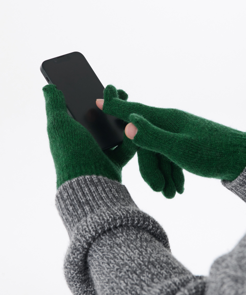 セール】フィンガーホールニットグローブ [グリーン]（手袋）｜MUSINSA