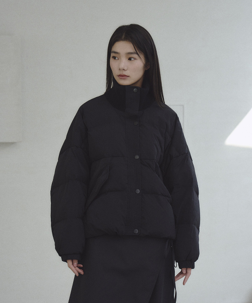 THE GREEN LAB（ザグリーンラボ）の「オーバーサイズニット配色ダウンジャケット [アイボリー]（ダウンジャケット/コート・レディース・その他・FREE）」の12枚目の写真