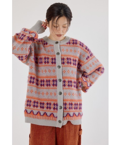 RODEO CROWNS WIDE BOWL（ロデオクラウンズワイドボウル）の「NEON NORDICニットカーディガン（カーディガン/ボレロ・レディース・ブラック系その他/グレー系その他/ブルー系その他・FREE）」の2枚目の写真