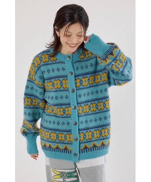 RODEO CROWNS WIDE BOWL（ロデオクラウンズワイドボウル）の「NEON NORDICニットカーディガン（カーディガン/ボレロ・レディース・ブラック系その他/グレー系その他/ブルー系その他・FREE）」の9枚目の写真