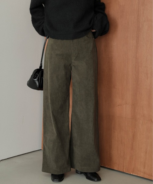 La-gemme(ラジェム)の「コーデュロイ ワイドパンツ(その他パンツ・レディース・カーキ/ブラック/ブラウン/ベージュ・M/L)」の4枚目の写真