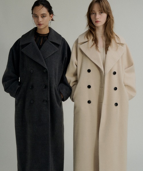 LE'RURE(リルアー)の「Wool blend long coat(チェスターコート・レディース・アイボリー/チャコール/モカ・MEDIUM)」の1枚目の写真
