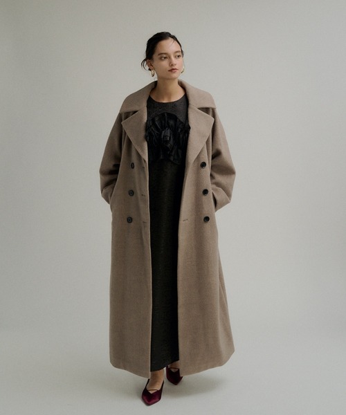 LE'RURE(リルアー)の「Wool blend long coat(チェスターコート・レディース・アイボリー/チャコール/モカ・MEDIUM)」の19枚目の写真
