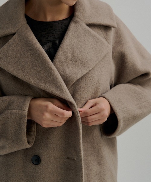 LE'RURE(リルアー)の「Wool blend long coat(チェスターコート・レディース・アイボリー/チャコール/モカ・MEDIUM)」の20枚目の写真