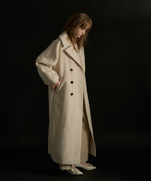 LE'RURE(リルアー)の「Wool blend long coat(チェスターコート・レディース・アイボリー/チャコール/モカ・MEDIUM)」の7枚目の写真