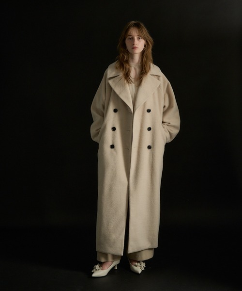 LE'RURE(リルアー)の「Wool blend long coat(チェスターコート・レディース・アイボリー/チャコール/モカ・MEDIUM)」の4枚目の写真