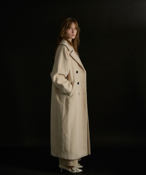 LE'RURE(リルアー)の「Wool blend long coat(チェスターコート・レディース・アイボリー/チャコール/モカ・MEDIUM)」の6枚目の写真