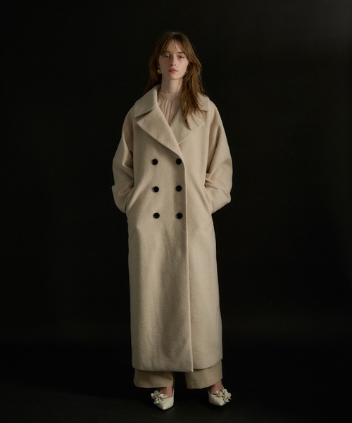 LE'RURE(リルアー)の「Wool blend long coat(チェスターコート・レディース・アイボリー/チャコール/モカ・MEDIUM)」の5枚目の写真