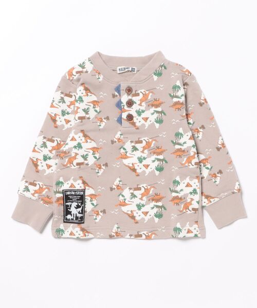 RAGMART(ラグマート)の「恐竜総柄トレーナー(スウェット・キッズ・ベージュ/イエロー・100cm/110cm/130cm/120cm)」の1枚目の写真