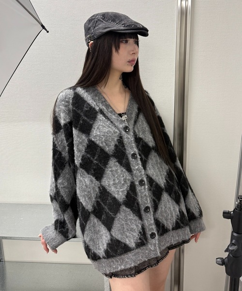 Figments(フィグメンツ)の「ブラッシュドアーガイルカーデ(カーディガン/ボレロ・レディース・グレー・FREE)」の1枚目の写真