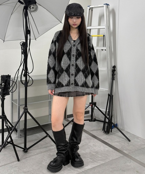 Figments(フィグメンツ)の「ブラッシュドアーガイルカーデ(カーディガン/ボレロ・レディース・グレー・FREE)」の8枚目の写真