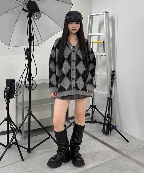 Figments(フィグメンツ)の「ブラッシュドアーガイルカーデ(カーディガン/ボレロ・レディース・グレー・FREE)」の10枚目の写真