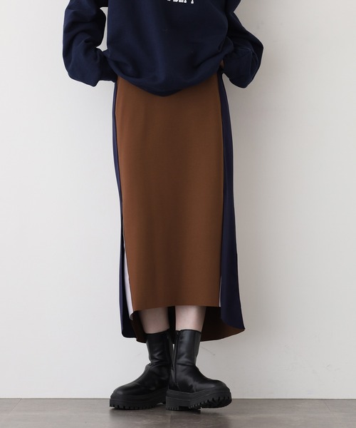 EGLANTINE(エグランティーヌ)の「EGLANTINE 配色レイヤードスカート(スカート・レディース・インディゴブルー/ブラウン/ブラック・40)」の8枚目の写真