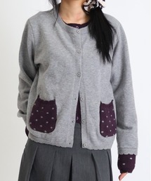 Vini（ヴィニ）の「【ウィッシュコア】レイヤードスタイルドット柄フリルポケットカーディガン（ニット/セーター）」
