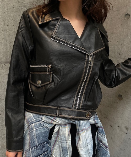 ヴィンテージ！USED加工！ライナー付き完品！短丈シングルレザーライダース38 Schott】ショット『ライナー付き シングルライダースジャケット size38