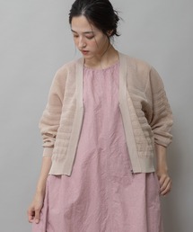 Munich（ミューニック）の「メッシュジャガードボーダーニットジップカーディガン（カーディガン/ボレロ）」